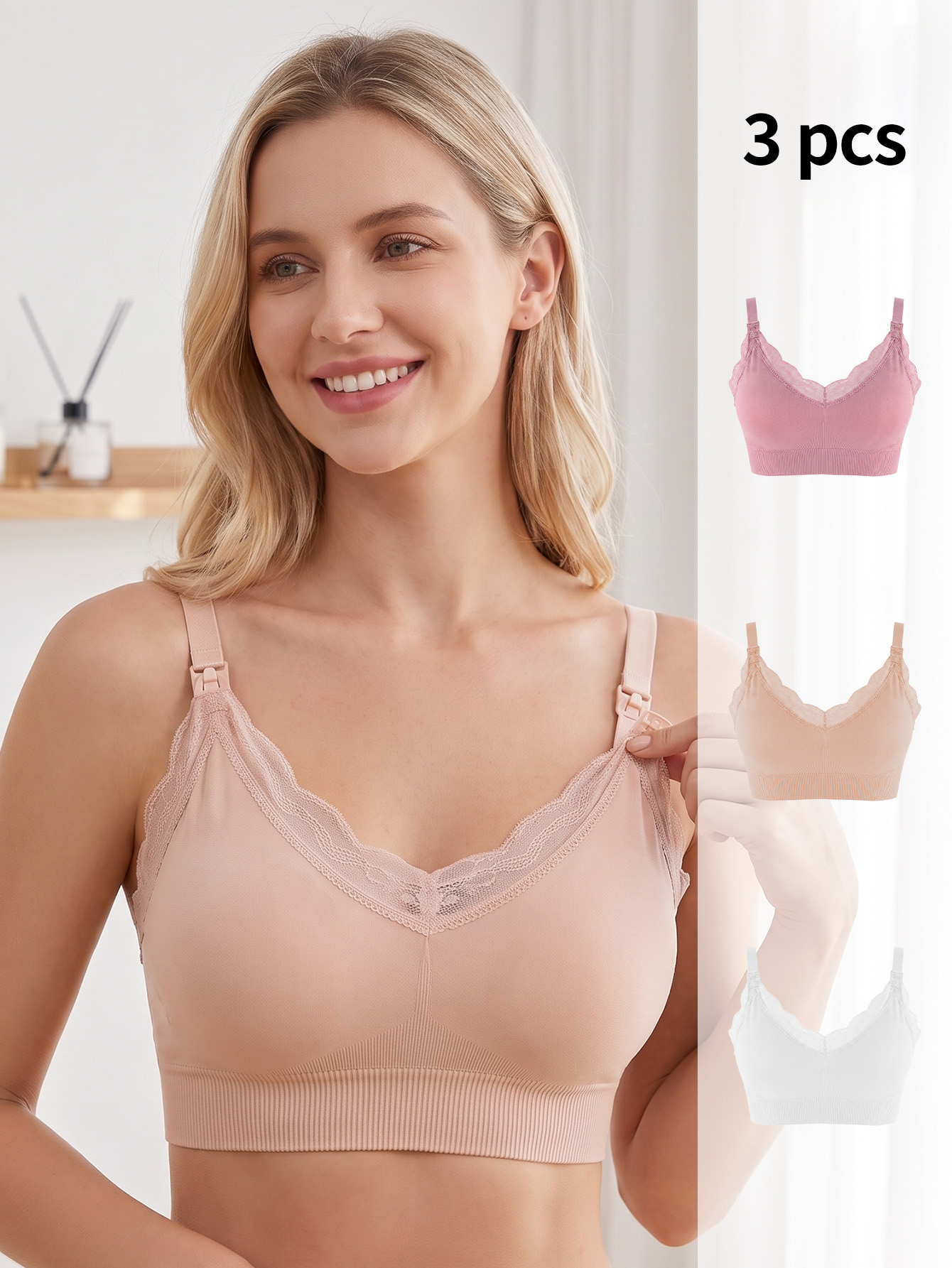 Nursing Bra Sleep - 3 Adet Emzirme Sütyeni, Kablosuz, Dikişsiz,