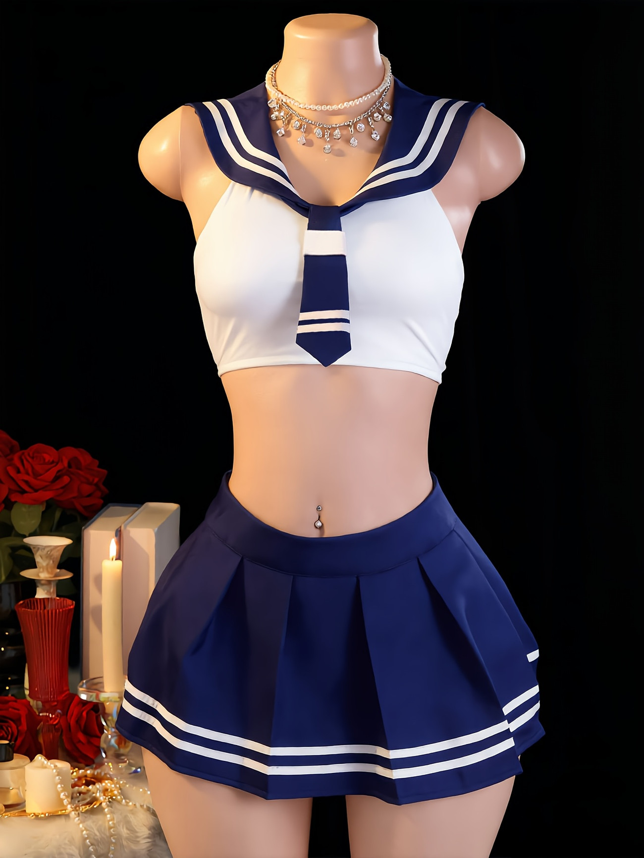 Kadın 2 Parça Denizci Rol Yapm - Garter Belt Set incelemesi ve fiyatı