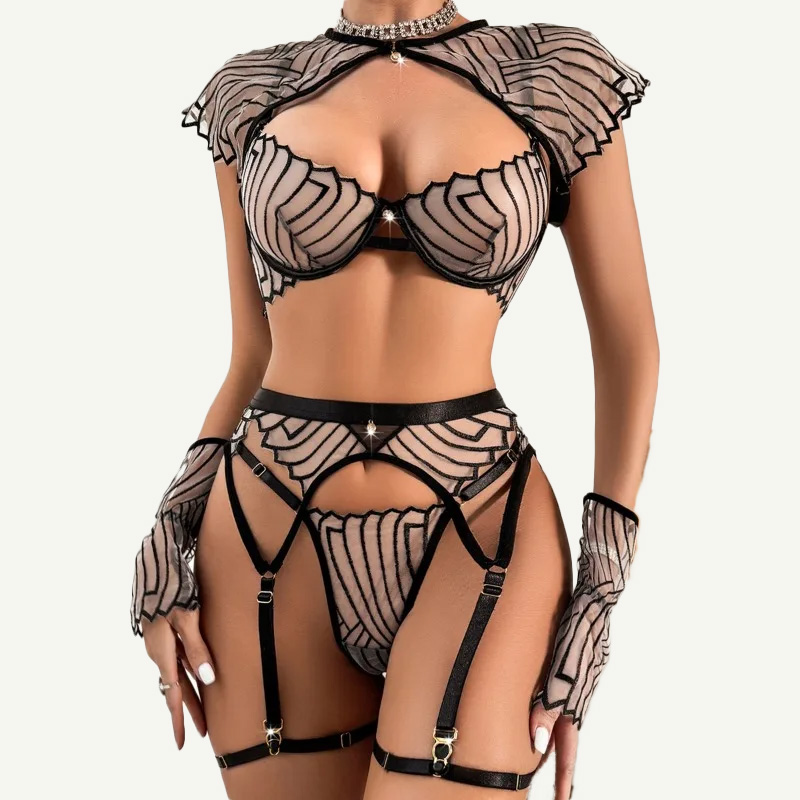 Kadınlar için Siyah, Geometrik - Garter Belt Set incelemesi ve fiyatı